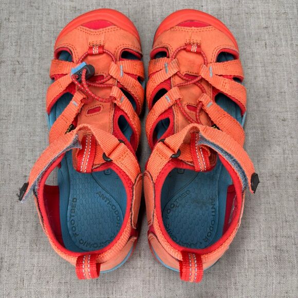 Keen Seacamp Sandals Orange Coral Polyester Slip On Water Sandals Kids Size 3 - Picture 7 of 11